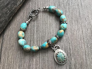 Mexican Turquoise Bracelet, Caballo Campitos Turquoise, Blue Turquoise Gemstones, Artisan Made Charm, Classic Jewelry - Etsy