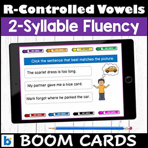 R Controlled Vowel Bossy R Sentence Fluency BOOM CARDS 2 syllable words