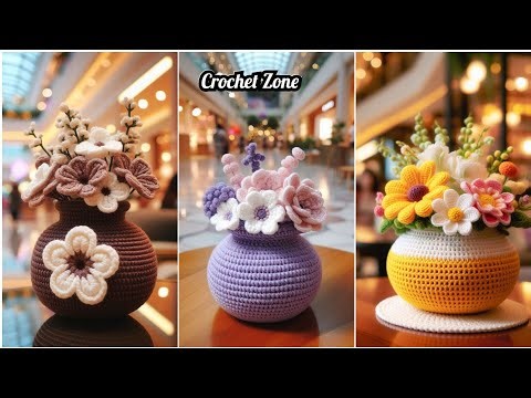 Crochet Flower Vase design ideas. Creative Crochet work model. #crochet #knitting #handmade #diy