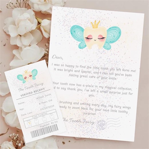Printable Tooth Fairy Letter and Receipt Tooth Editable Fairy Note for First Tooth Fairy Template Instant Download - Etsy