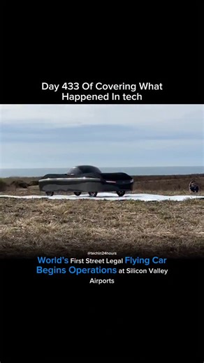 Tech in 24 hours on Instagram: "World’s first flying car operations have begun: a U.S.-built, street‑legal electric vehicle that can drive on roads and take off vertically is moving from demos to coordinated airport testing and early service workflows, signaling a shift toward practical deployment beyond prototypes #tech #techenthusiast #technews #technology #techgeek #techblogger #technologynews"