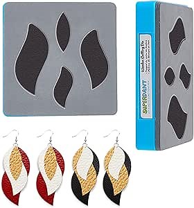 SUPERDANT Leather Cutting Die Layered Earring Wooden Dies Leaf Shape Cutting Machine Leather Jewelry Die Cutter Machine with Plastic Protective Box and EVA Foam for DIY Craft