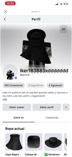 Les dejo mi user por si me quieren seguir tal vez si me vuelvo famoso haga dimamicas