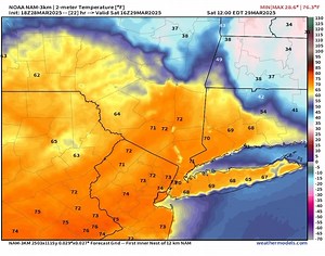 Take a look at the temperatures from 10 AM to 10 PM tomorrow and watch those temperatures drop. If you are on the North Fork, go to Orient at 3 PM and it will be 45 turn around and go to Mattituck after and it’ll be 75 degrees. Wild, wild stuff. -Glen | Islandwide Weather