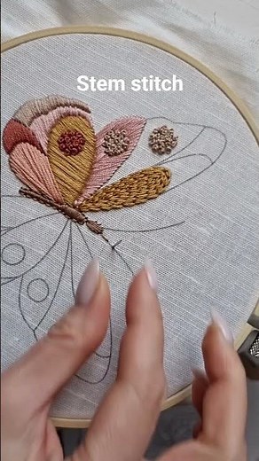 Stem stitch quick tutorial Butterfly embroidery #embroidery #handmade #stitch #craft #tutorial #diy