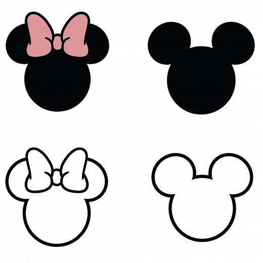 Mouse Ears SVG Bundle, Minnie Bow and Mickey Head Outline Cut Files for Cricut Silhouette, Sublimation PNG Design, Instant Download - Etsy