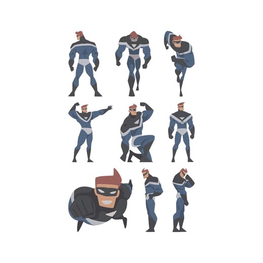 Superhero Muscle Character Embroidery Design, Muscle Hero Character Stitch Machine Embroidery File, 9 Design, 8 Size, Instant Download - Etsy