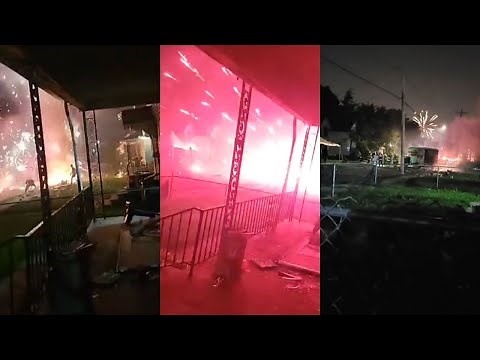 Raw Video: Fireworks explode in NW Ohio neighborhood after fire on U-Haul truck