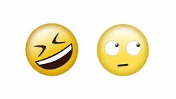 Animation von lachenden und rollenden Augen Emoji-Symbole über weißem...