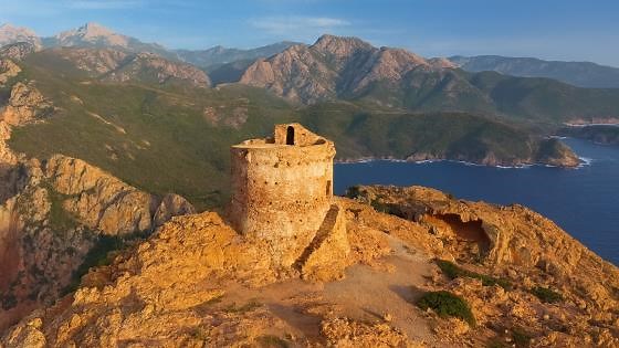 Torra di Turghju Watchtower and Corsican Cliffs in 4K