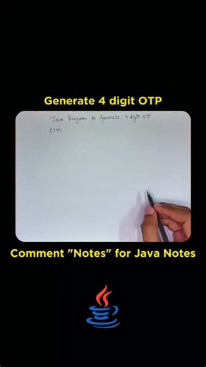 harish on Instagram: "Generate 4 Digit OTP in Java Language ☕ Follow @codingknowledge_ for more 🔥💯 @codingknowledge_ @codingknowledge_ - Join our growing community on TELEGRAM 🚀 (Link in bio) to get access to all the resources! 🌏 Don’t forget to share with friends for more support 🫂 Let's code and grow together!🤌 Follow @codingknowledge_ for more 🚀 @codingknowledge_ 🔥 @codingknowledge_ 🔥 ___________________ Hashtags:- #coding #java #javaprogramming #javaquestionandanswers #dsa"
