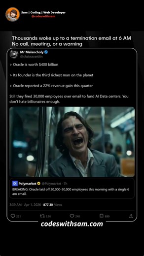 Oracle Layoff News | Codeswithsam #coding #programming #oracle