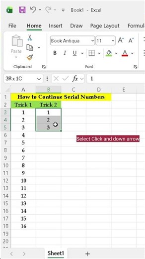 How to continue serial numbers in Excel #excel #exceltips #exceltutorial #exceltricks #numbers
