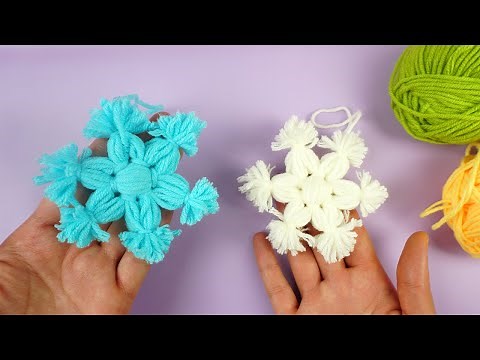 Basteln mit Wolle: Schneeflocken aus wolle - Weihnachtsdeko aus Wolle basteln | DIY Bastelideen