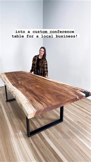 19K views · 324 reactions | Creating an AMAZING Custom Conference Table From A Slab! #DIY #woodworking #girlpower #diyhomedecor #makersmovement #renovationproject #renovation #diyprojects #powertools #diyideas #creativity #createmore #doityourself #designinterior #interiordesign #custommade | DIY Huntress | Facebook
