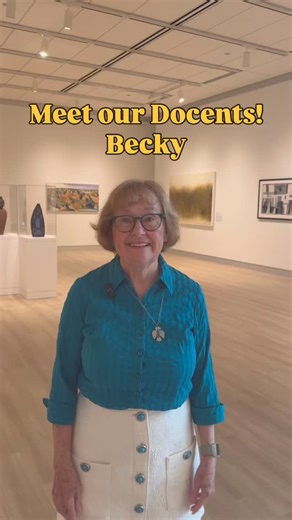 Meet our lovely docent, Becky! To hear more, stop by the museum for one of our docent-led tours to learn about our amazing artwork here at the museum. Visit muscarelle.wm.edu for hours, tour times, and more info! #muscarelle #docent #museumtour #museum #art | Muscarelle Museum of Art