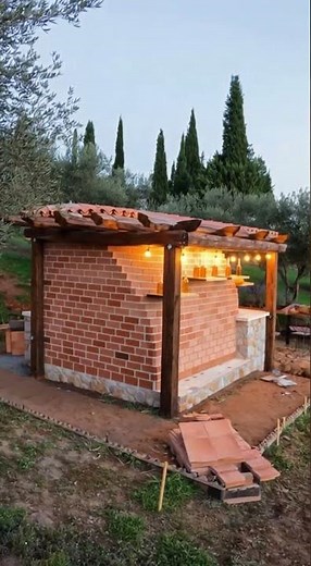 Create a Dreamy Tuscan-Style Outdoor Kitchen with Sunlit Stone Walls