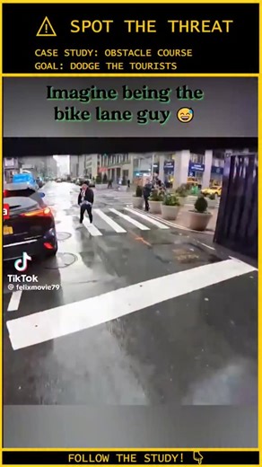 Human.Error.Study on Instagram: "ANALYSIS: Infrastructure vs. Human Behavior ⚠️ Video Credit: Viral / Bike Lane Guy / felixmovie79 Case File: 212-LANE-INVASION Subject: Cyclist vs. Everybody Domain: Urban Commuting / Traffic Law Status: CHRONIC OBSTRUCTION / VERBAL CONFLICT The Tactical Failure: The "Paint Is Not A Wall" Reality: Green paint on asphalt is a "psychological suggestion," not a physical barrier. Without bollards or jersey barriers, pedestrians and drivers view the bike lane as "free