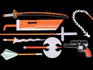 08 Origami Paper Gun M500 Free Fire | Ninja Sword | Knife | Axe