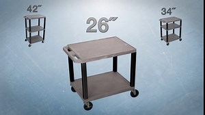 Luxor 42" Tuffy A/V Cart with 3 Purple Shelf Cabinet Drawer and Black Legs