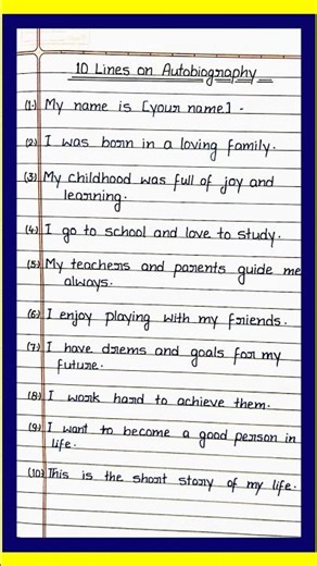 Autobiography/10Lines on Autobiography/ Essay on Autobiography / My Autobiography