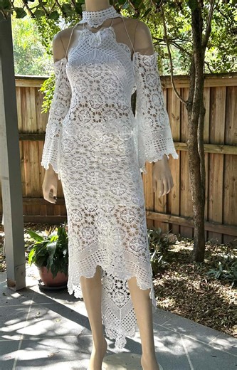 Ensemble de mariée bohème fait main au crochet, robe de mariée vintage, ensemble à volants - Jupe nuptiale triangulaire doublée de coton - Etsy France