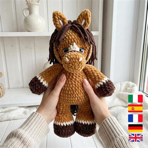 Crochet Horse Plush Pattern, Amigurumi Pony Toy (PDF) - Etsy