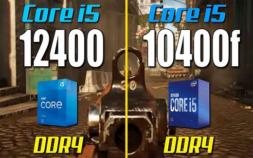 i5-12400F vs i5-10400F CPU对比（1080P分辨率测试，显卡为RTX 3090） 1080P视频