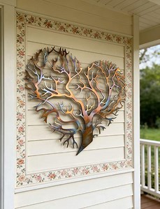 Heart Shape Tree, Yard Gate Wall Decor, Heart Tree Metal Garden Decor, Colorful Wall Hanging, Unique Metal Design, Morden Metal Design - Etsy