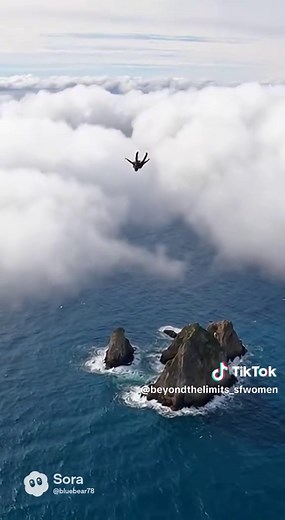 C-130 Airborne Jump Over Jeju | Elite Female Paratrooper Training This cinematic airborne training scene features a female paratrooper performing a high altitude jump above Jeju Island. The soldier exits a Lockheed C-130 Hercules wearing a helmet and tactical goggles before entering stable freefall above the clouds. For several seconds, she maintains perfect body control while gliding through the sky. After approximately 4 seconds of controlled freefall, the paratrooper manually deploys a parach
