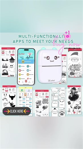 ZEITEL Mini Bluetooth Thermal Printer, Portable Label Printer Inkfree Printer for Android & iOS