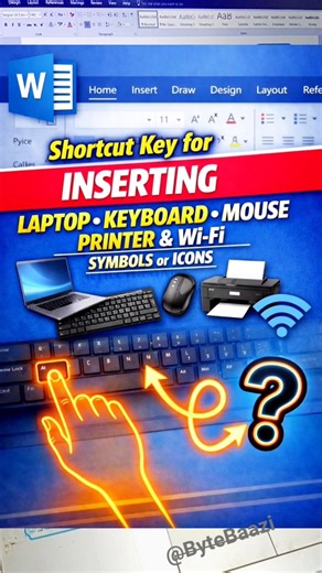 Insert Laptop 💻, Keyboard ⌨️, Mouse 🖱️, Printer 🖨️ & WiFi 📶 symbols instantly In MS Word #viral