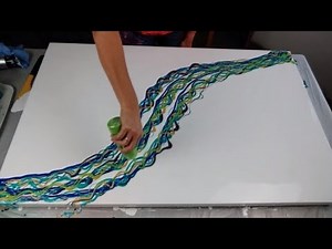 Huge Dutch Pour with amazing cells, 120x76cm canvas, fluid art, acrylic paint pouring