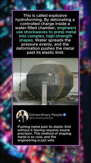 This is called explosive hydroforming. By detonating a controlled charge inside a water-filled