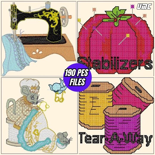 Sewing 190 Embroidery PES Files Bundle – PES, JPG, and Size Guide - Etsy