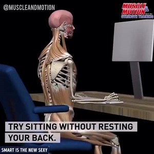 If you sit most of the day, this video is for you! Do you sit most hours of the day? What happens to your body when you slump in your chair for too long? What is the correct way to sit??? . This video includes recommendations for reducing damage from prolonged slumped sitting. Follow the 3 principles shown in the video: 1. Divide the load among the tissues. (change your sitting position) 2. Avoid prolonged flexed posture. 3. Include breaks for movement. Login to the Strength app or to the Postur