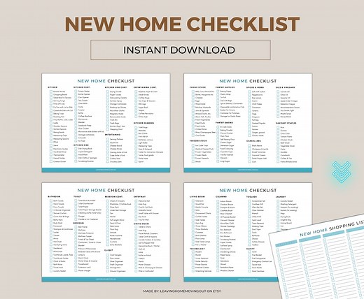 New Home Essentials Checklist | Room by Room (PDF) - Etsy
