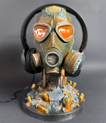 Post-apocalyptic Gas Mask Headphone Stand – Hand-painted Wasteland Desk Decor - Etsy