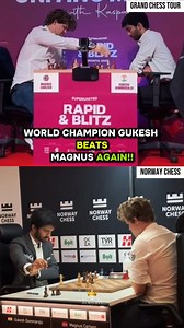 World Champion Gukesh beats World No. 1 Magnus Carlsen again 😍❤️ #chess #gukesh #magnuscarlsen #grandchesstour #trending #reels #norwaychess #viral #love #respect #india #reelitfeelit #reelkarofeelkaro #reelsinstagram #instagram #instagood #instamood #instareels #explore #explorepage #fyp #indianchess | Almighty Chess