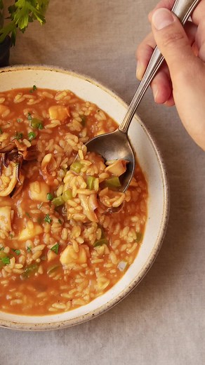 Receta de Arroz Meloso con Sepia y Calamar en Mambo