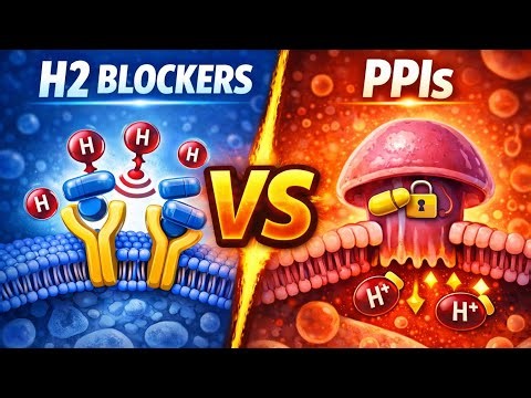 Mechanism of Gastric acid inhibition. Antihistamines. H2 blockers. AI generated video