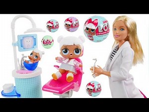 LOL Surprise Dolls + Lil Sisters at Barbie Dentist