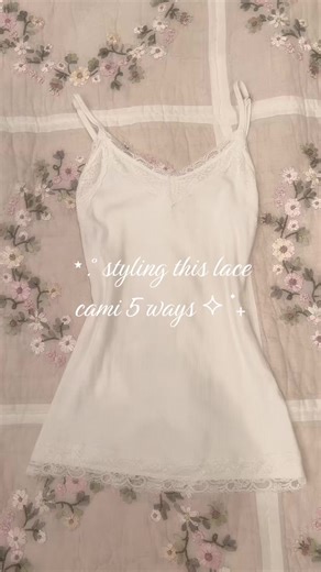 styling the cutest lace cami 5 ways . ۫ 🎀 . one of my fav tops ever its so fun to style!!!! such a perf basic ໒꒰ྀིᵔ ᵕ ᵔ ꒱ྀི১ #outfitinspo #shoujogirl #himekaji #fashion #jfashion