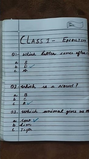 📝 Class 1 – English Olympiad Quiz