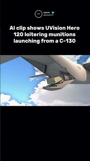 AI clip shows UVision Hero 120 loitering munitions launching from a C-130 ✈️