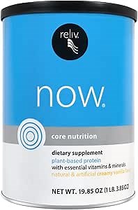 RELIV Now with Soy, Creamy Vanilla - Plant-Based Protein Shake with 7g Protein and Minerals, Dairy-Free, Gluten-Free, 30 Servings, 19.85 oz