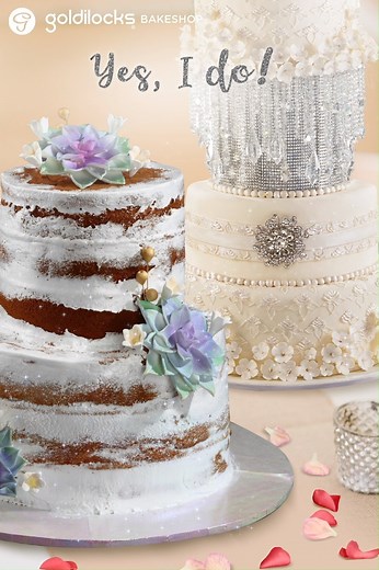 You’ll definitely say ‘I DO’ to our Goldilocks Wedding Theme Cakes. Every cake is intricately designed to make your big milestone extra special. Visit our store or inquire online via email at mycake@goldilocks.com.ph to see our wide selection of wedding cake designs. | Goldilocks