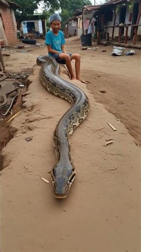 “Shocking Scene: Village Boy Riding a Huge Python Snake!”
