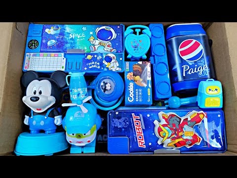 Unboxing Classic Blue Stationery 📚, Pencil box, Sipper bottle, Erasner, Sharpener, Pouch, Geometry