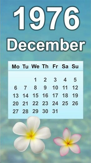 December 1976 Calendar
